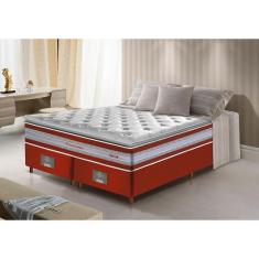 Conjunto Cama Box Queen De Molas Ensacadas D33 Com Pillow Top Cama Inbox Select 158x198x71 Vermelho