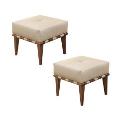 Conjunto - 2 Puffs Banqueta Noé Luxo Castellar Móbile Veludo Bege Claro