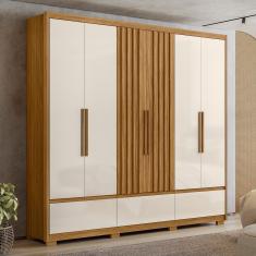 Guarda Roupa Casal 6 Portas 3 Gavetas Freijó - Off White Amazonas - Moval