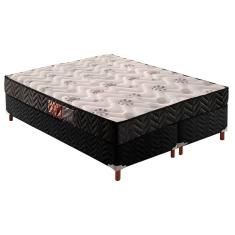 Cama Box Queen: Colchão Espuma Paropas D45 Pasquale Black + Base CRC Suede Black(158x198)