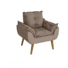 Poltrona/cadeira Decorativa Glamour Opala Com Pés Quadrado Capuccino -