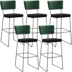 Kit 05 Banquetas Altas Sala De Jantar Fixa Allana L02 Facto Verde Musg