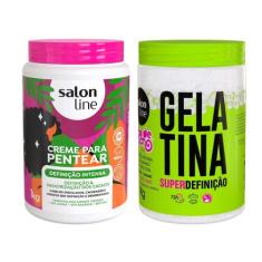 Kit Creme Para Pentear 1kg E Gelatina Super Definição 1kg - SALON LINE