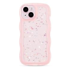 ZTOFERA Capa para iPhone 13 de 6,1 polegadas, linda capa ondulada encaracolada com glitter de estrela, capa protetora de telefone de TPU (poliuretano termoplástico) macio e brilhante transparente à