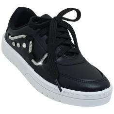 Tênis Feminino Moleca Napa Cristais e Pedrarias Modern-Feminino