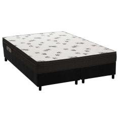 Cama Box Queen: Colchão Espuma D45 Ortobom Light Ortopilow + Base Crc Suede Black(158X198)