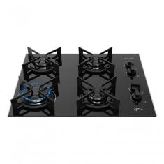 Cooktop a Gás Fischer Fit Line Trempe Iron 4 Bocas Vidro Temperado Preto Bivolt com Acendimento Automático