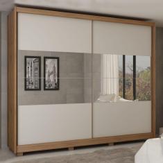 Guarda Roupas Casal com Espelho Apolo Madeirado / Madeirado / Off White