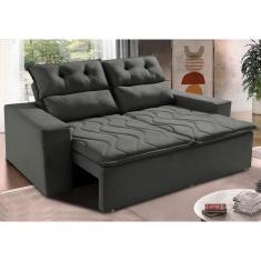 Sofá Retrátil e Reclinável 1,50m Cama inBox Smal. com bordado pantográfico Suede