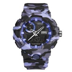 Relógio Masculino Weide Anadigi Wa3j8007 Azul Camuflado
