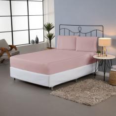 Jogo Lençol King 3 Pçs Percal 140 Fios Liso Ponto Palito