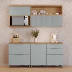Cozinha Compacta Nesher Marquesa com 4 Portas, 4 Gavetas e 3 Prateleiras – 200 cm de Largura