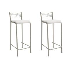 Banqueta Genova 740mm Nickel Par Nickel/Branco