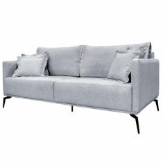 Sofá Decorativo 2 Lugares 160cm Pés em Aço Stagno Linho Cinza Rústico G63 - Gran Belo