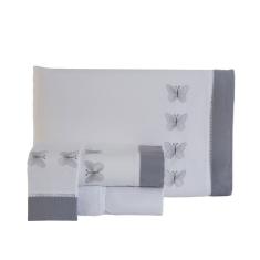 Jogo Lençol Butterfly Queen Bordado 4 pçs Branco