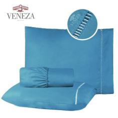 Jogo de Lençol Casal Queen 3 Peças MicroPercal 600 Fios Ponto Palito -