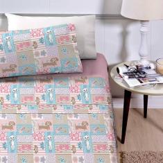 Jogo De Lençol Planeta Mágico Solteiro 3 Peças Infantil Estampado - Pets Rosa