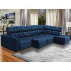 Sofá de Canto Chaise D 373 x 220 Cm Retrátil Reclinável Mola Bonnel D2