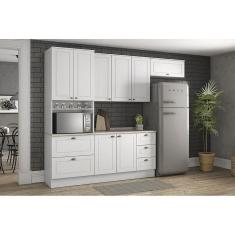 Cozinha Completa Americana 5 Peças (2 Armários + 1 Balcão + 1 Paneleiro + 1 Complemento) C5P12 Branco - Henn