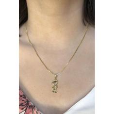 Colar Com Pingente De Menino Banhado Em Ouro 18k [F027]
