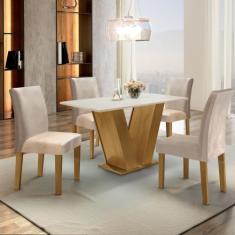 Conjunto Sala de Jantar Mesa Tampo Mdf 4 Cadeiras Espanha Yescasa