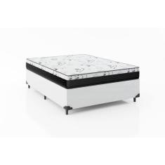 Cama Box Casal 138 Sintético Branco com Colchão Espuma D33 One Face - Bello Box - 58X138X188