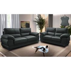 Conjunto Sofá de Couro Legítimo 3 e 2 Lugares Cama inBox Don Arturo. 2,26x1,76m