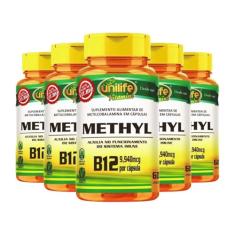 Kit 5 Vitamina B12 Metilcobalamina Alto Teor 9,940mcg 60 Cápsulas Vegano Unilife