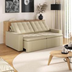 Sofá Cama Retrátil e Reclinável 3 Lugares 220cm em Veludo Palmeira Cab