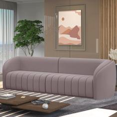 Sofá Decorativo Sala de Estar 332cm Adam 4 Lugares Veludo Rosê G45 - Gran Belo