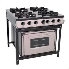Fogão Industrial Venâncio Bravo a Gás 4 Bocas com Forno Cinza Esmaltado BR4BF 16606