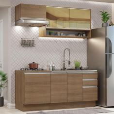 Cozinha Completa Madesa Glamy 180008 com Armário e Balcão (Sem Tampo e Pia) - Rustic