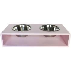 Comedouro Modern Duplo Rosa para Cães e Gatos - Tam. M