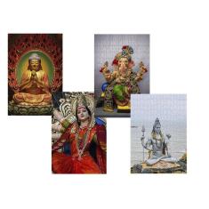 Kit 4 Quebra-Cabeças Religiões Mundo India Mistica 60 Peças