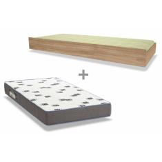 Colchão Solteiro D33 Ortobom + Cama Auxiliar Teen Aquarela Atacama