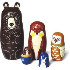 Bonecas de Ninho Russas Matryoshka Bonecas Urso Animal de Madeira C