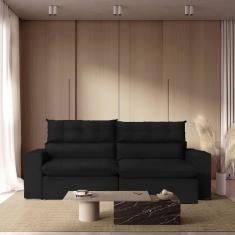 Sofá 230 Cm Retrátil e Reclinável Molas Ensacadas Preto