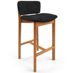 Banqueta Alta Para Cozinha Sala de Jantar Bar Dara L02 Linho Chumbo - 