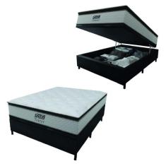 Cama Box Baú Casal Colchão Molas Pocket Ensacadas Tower 138x188x75cm B