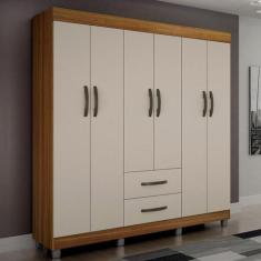 Guarda-Roupa Casal Paris 6 Portas 2 Gavetas Carvalho/Off White - Chf -
