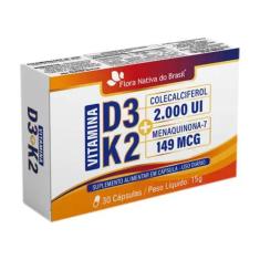Vitamina K2 Menaquinona + D3 Colecalciferol 30 Cápsulas 500mg - Flora 