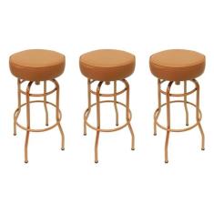Kit 3 Unidades Banqueta Altura 65cm Bar Giratória cor Cobre assento co