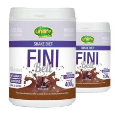 Kit 2 Shake Diet com Colágeno Fini Belt Unilife 400g Chocolate