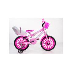 bicicleta infantil aro 16 feminina com acessórios e cadeirinha - vtc b
