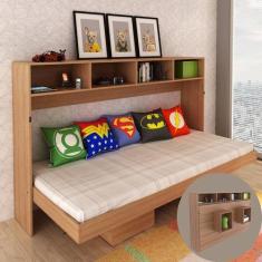 Cama Articulada Horizontal de Solteiro com 6 Nichos CM8020 Amêndoa Tec