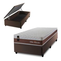 Conjunto Box Baú Venice Marrom 96x203x67 c/ Molas Ensacadas