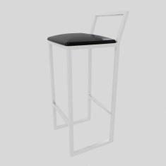 Banqueta Alta Balcão Bistrô Branca Confort Industrial Assento Estofado