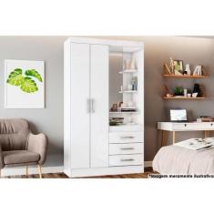 Guarda Roupa Casal 2 Portas e 3 Gavetas c/ 1 Espelho Briz B64 Branco -
