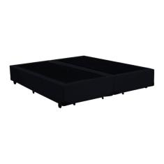 Base Box Blindado Casal Bipartido Homequeen Suede Preto 40x138x188