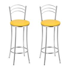Kit 2 Banquetas Cromadas Bc26-b A105 Cromado/amarelo